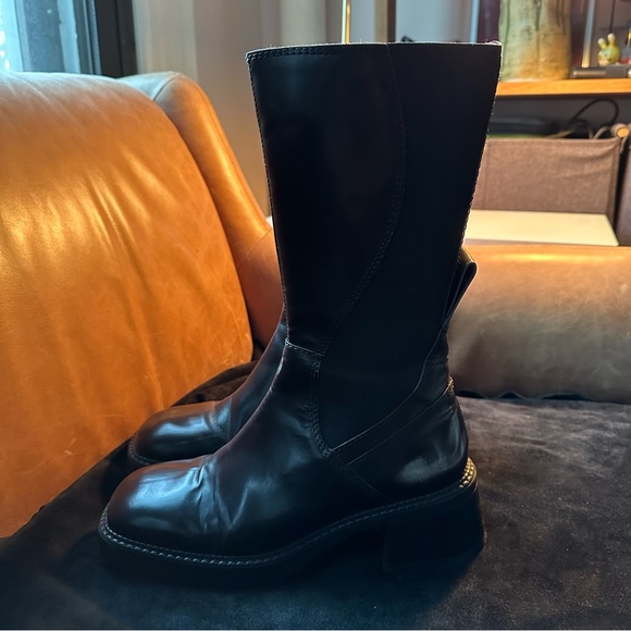 Miista Flabia E8 black leather distressed boots grunge 90s designer mid calf 40 - Picture 8 of 13
